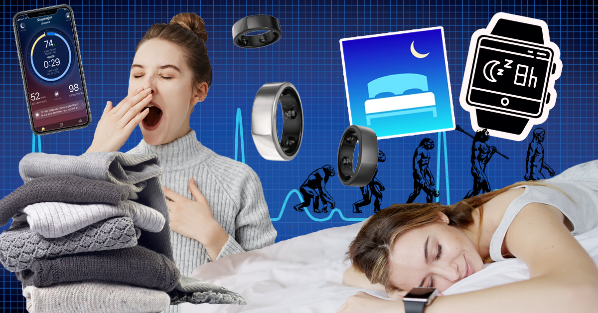women yawning with sleep tracking app